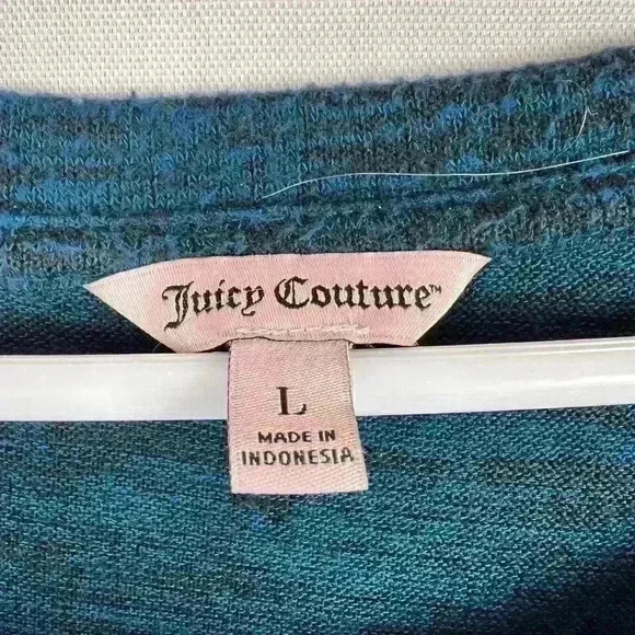 Juicy Couture Women’s Teal Pullover Embelished Sweatshirt Size Large Rhinestones - Picture 8 of 8